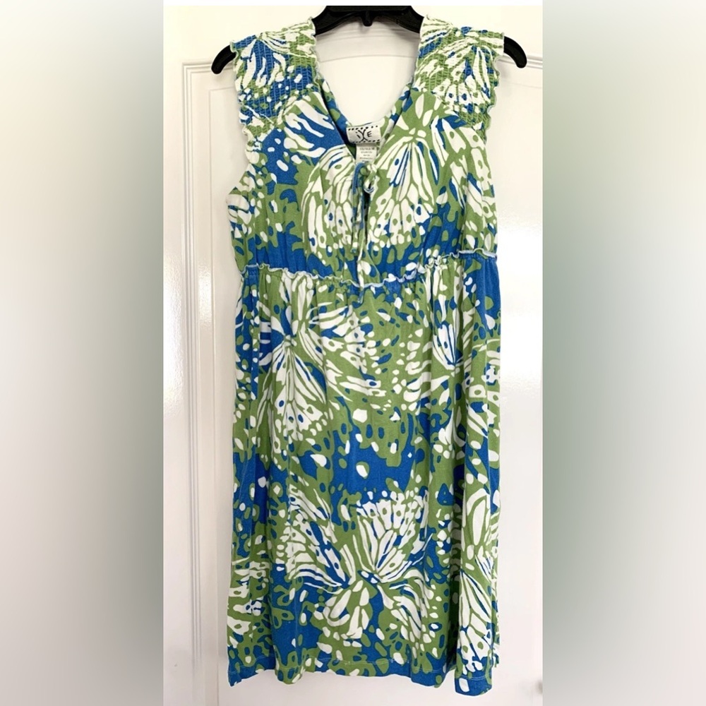 Sun Dress by IXE Women’s L Green Blue White Sleeveless Elastic Straps